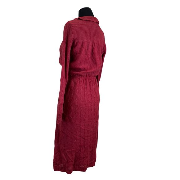 Vintage 1970s Burgundy Knit Midi Dress by C&A – Size 6/42 - Picture 4 of 14